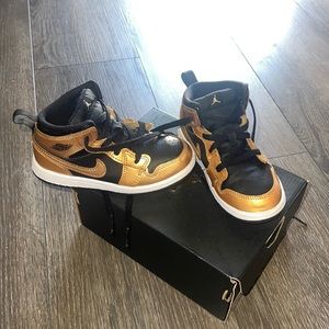 Jordan Toddler 1 Mid SE Metallic Gold Black 9c
